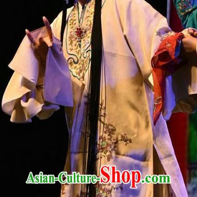 Chinese Jin Opera Young Woman Garment Costumes and Headdress Madam White Snake Traditional Shanxi Opera Actress Dress Mistress Bai Suzhen Apparels
