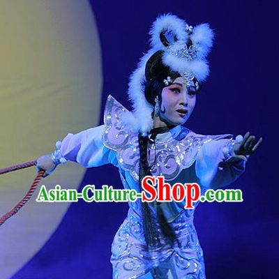 Chinese Hebei Clapper Opera Fairy Garment Costumes and Headdress The Legend of Tenjiku Traditional Bangzi Opera Actress Dress Diva Apparels