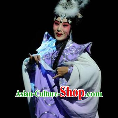 Chinese Hebei Clapper Opera Diva Garment Costumes and Headdress The Legend of Tenjiku Traditional Bangzi Opera Martial Female Dress Fairy Apparels
