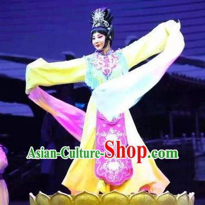 Chinese Hebei Clapper Opera Imperial Consort Shen Garment Costumes and Headdress Traditional Bangzi Opera Actress Dress Court Female Apparels