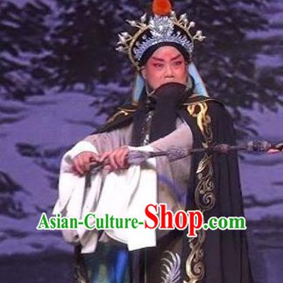 Chinese Bangzi Opera Emperor Liu Heng Apparels Costumes and Headpieces Traditional Hebei Clapper Opera Elderly Male Garment Monarch Clothing