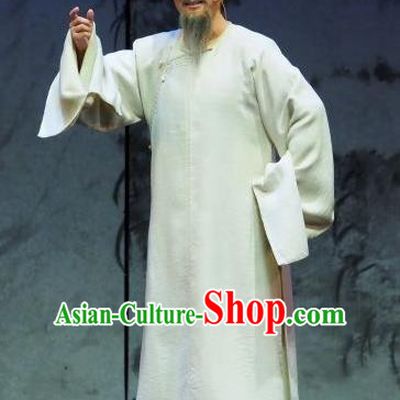 Yu Chenglong Chinese Shanxi Opera Old Man Apparels Costumes and Headpieces Traditional Jin Opera Laosheng Garment Civilian Clothing