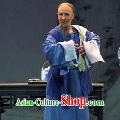 Yu Chenglong Chinese Shanxi Opera Civilian Male Apparels Costumes and Headpieces Traditional Jin Opera Qing Dynasty Garment Elderly Man Clothing