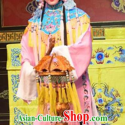 Chinese Jin Opera Palace Lady Garment Costumes and Headdress Da Jin Zhi Traditional Shanxi Opera Court Maid Dress Xiaodan Apparels