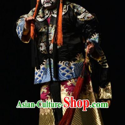 Wo Hu Ling Chinese Shanxi Opera Martial Male Apparels Costumes and Headpieces Traditional Jin Opera Wusheng Garment Steward Tang Dan Clothing