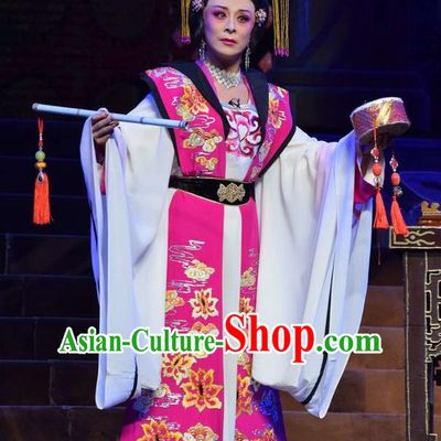 Chinese Jin Opera Imperial Consort Wu Meiniang Garment Costumes and Headdress Madam Ruyi Traditional Shanxi Opera Noble Female Dress Hua Tan Apparels