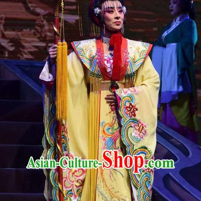 Chinese Jin Opera Queen Wu Zetian Garment Costumes and Headdress Madam Ruyi Traditional Shanxi Opera Court Empress Dress Diva Apparels