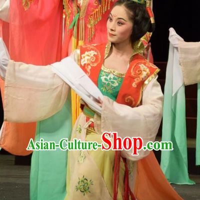 Chinese Jin Opera Palace Lady Garment Costumes and Headdress Madam Ruyi Traditional Shanxi Opera Xiaodan Dress Court Maid Apparels
