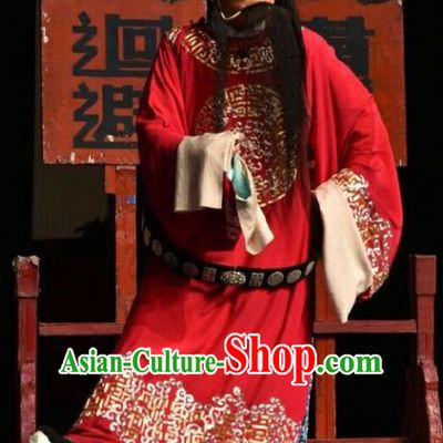 Wo Hu Ling Chinese Shanxi Opera Elderly Male Apparels Costumes and Headpieces Traditional Jin Opera Official Garment Magistrate Dong Xuan Clothing