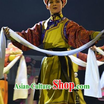 Xiaozhuang Changge Chinese Shanxi Opera Ethnic Male Apparels Costumes and Headpieces Traditional Jin Opera Mongolian Young Man Garment Xiaosheng Clothing