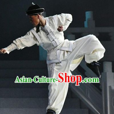 Xiaozhuang Changge Chinese Shanxi Opera Martial Male Apparels Costumes and Headpieces Traditional Jin Opera Warrior Garment Qing Dynasty Soldier Clothing