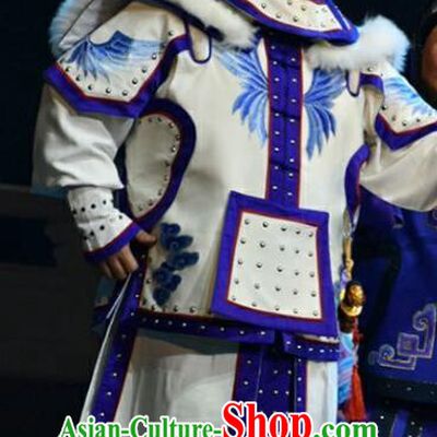 Xiaozhuang Changge Chinese Shanxi Opera General Apparels Costumes and Headpieces Traditional Jin Opera Warrior Garment Qing Dynasty Soldier White Armor Clothing