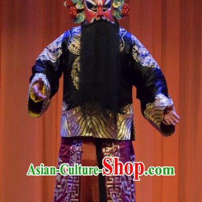 Han Yang Court Chinese Shanxi Opera Painted Role Apparels Costumes and Headpieces Traditional Jin Opera General Garment Jing Clothing