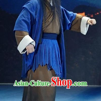 Xiong Guan Niang Zi Chinese Shanxi Opera Civilian Apparels Costumes and Headpieces Traditional Jin Opera Swordsman Garment Hero Clothing