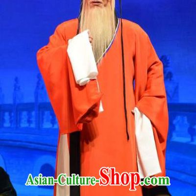 Fu Shan Jin Jing Chinese Shanxi Opera Laosheng Apparels Costumes and Headpieces Traditional Jin Opera Old Man Garment Elderly Scholar Clothing