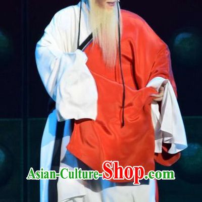 Fu Shan Jin Jing Chinese Shanxi Opera Scholar Apparels Costumes and Headpieces Traditional Jin Opera Laosheng Garment Elderly Taoist Clothing