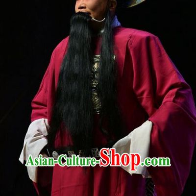 Fifteen Strings of Cash Chinese Shanxi Opera Laosheng Apparels Costumes and Headpieces Traditional Jin Opera Elderly Male Garment Red Official Clothing