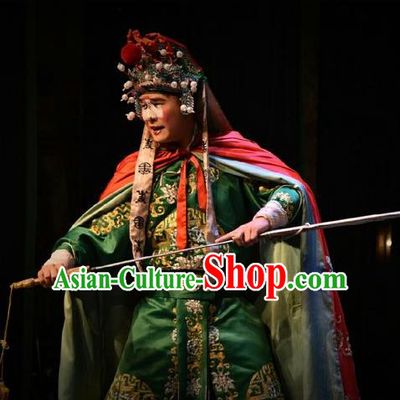 Chinese Shanxi Opera Martial Male Apparels Costumes and Headpieces Traditional Jin Opera Takefu Garment Wusheng Swordsman Clothing