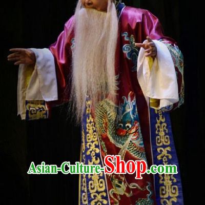 Chinese Shanxi Opera Duke Apparels Costumes and Headpieces Traditional Jin Opera Lord Xu Da Garment Elderly Male Clothing