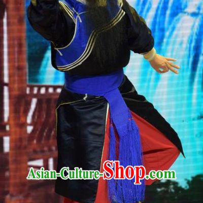 Breeze Pavilion Chinese Shanxi Opera Chou Role Apparels Costumes and Headpieces Traditional Jin Opera Clown Garment Clothing