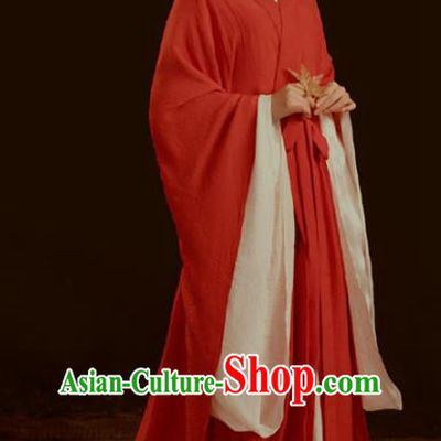 Chinese Qin Dynasty Imperial Consort Historical Costumes Traditional Historical Drama Apparels Ancient Royal Female Red Hanfu Dress