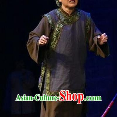 Chinese Jin Opera Country Woman Garment Costumes and Headdress Da Qing Yu Shi Traditional Shanxi Opera Laodan Dress Elderly Dame Apparels