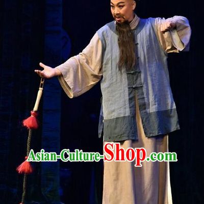 Da Qing Yu Shi Chinese Shanxi Opera Civilian Apparels Costumes and Headpieces Traditional Jin Opera Garment Qing Dynasty Elderly Male Clothing