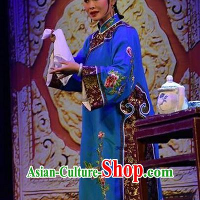 Chinese Jin Opera Young Mistress Garment Costumes and Headdress Da Qing Yu Shi Traditional Shanxi Opera Hua Tan Dress Qing Dynasty Woman Apparels