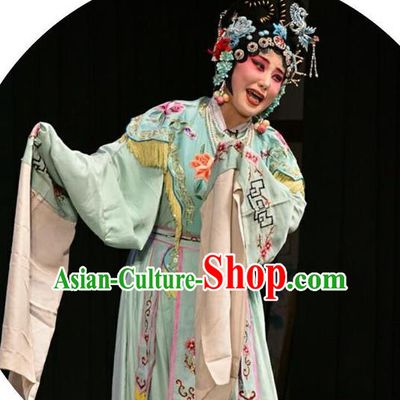 Chinese Jin Opera Rich Lady Garment Costumes and Headdress Double Butterfly Traditional Shanxi Opera Hua Tan Dress Diva Zhu Yingtai Apparels