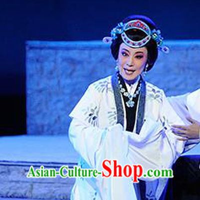Chinese Jin Opera Young Mistress Garment Costumes and Headdress Ba Ersi Yu Shi Traditional Shanxi Opera Actress Dress Diva Apparels