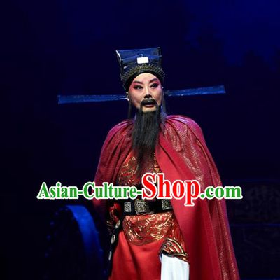 Ba Ersi Yu Shi Chinese Shanxi Opera Official Apparels Costumes and Headpieces Traditional Jin Opera Laosheng Garment Elderly Male Yao Tianfu Clothing