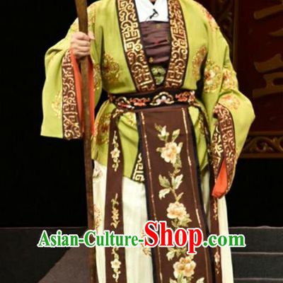 Chinese Jin Opera Laodan Garment Costumes and Headdress Fan Jin Zhong Ju Traditional Shanxi Opera Pantaloon Apparels Dame Dress