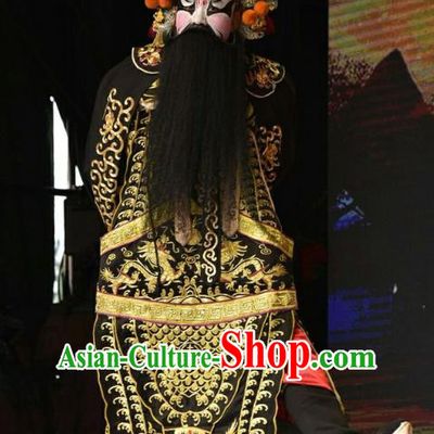 Chinese Shanxi Opera Marshal Apparels Costumes and Headpieces Traditional Jin Opera Jing Role Garment General Wu Yi Clothing