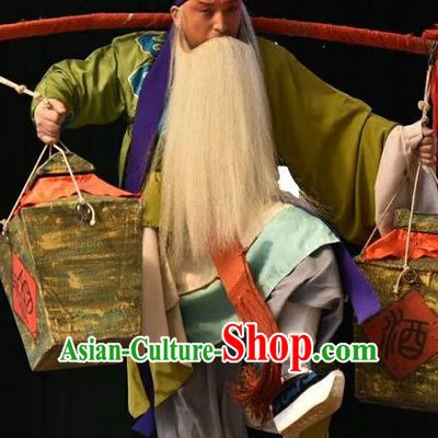 Chinese Shanxi Opera Elderly Male Apparels Costumes and Headpieces Traditional Jin Opera Laosheng Garment Porter Tian Ying Clothing