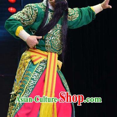 Xia He Dong Chinese Shanxi Opera Martial Male Apparels Costumes and Headpieces Traditional Jin Opera Pioneer Garment Military Officer Huyan Shouting Clothing