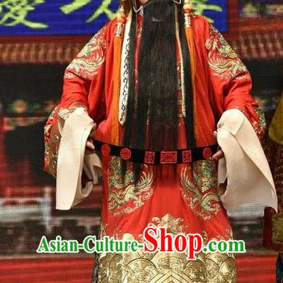 Chinese Shanxi Opera Lord Qi Xuan Apparels Costumes and Headpieces Traditional Jin Opera Monarch Garment King Clothing