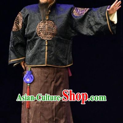 Wang Jia Da Yuan Chinese Shanxi Opera Qing Dynasty Merchant Wang Chongren Apparels Costumes and Headpieces Traditional Jin Opera Laosheng Garment Milord Clothing