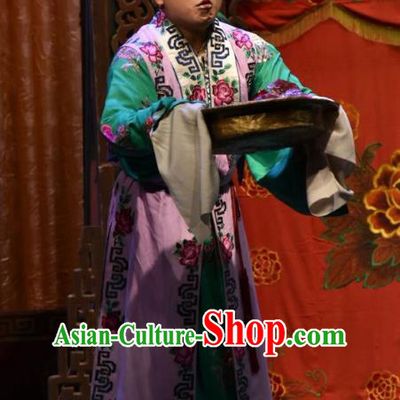 Fu Gui Tu Chinese Shanxi Opera Clown Apparels Costumes and Headpieces Traditional Jin Opera Chou Role Garment Clothing
