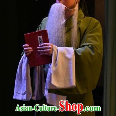 Red Book Sword Chinese Shanxi Opera Old Servant Apparels Costumes and Headpieces Traditional Jin Opera Elderly Male Garment Clothing