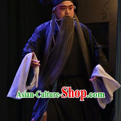 Red Book Sword Chinese Shanxi Opera Laosheng Apparels Costumes and Headpieces Traditional Jin Opera Elderly Male Garment Old Servant Clothing