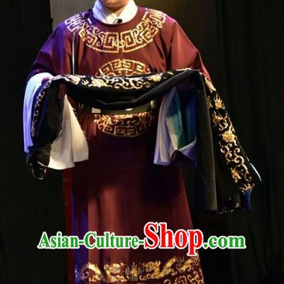 Red Book Sword Chinese Shanxi Opera Xiaosheng Apparels Costumes and Headpieces Traditional Jin Opera Young Male Garment Official Gao Zhen Clothing