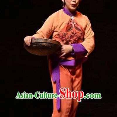 Chinese Jin Opera Young Female Garment Costumes and Headdress The Red Sorghum Traditional Shanxi Opera Country Woman Apparels Diva Jiu Er Dress