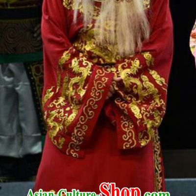 Fan Jin Zhong Ju Chinese Shanxi Opera Clown Apparels Costumes and Headpieces Traditional Jin Opera Elderly Male Garment Milord Red Clothing