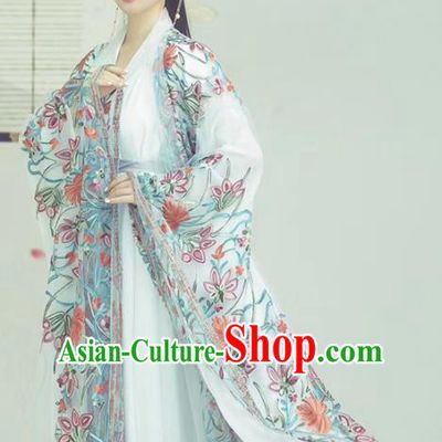 Chinese Traditional Drama Goddess Historical Costumes Ancient Royal Princess Hanfu Dress Apparels and Headpieces for Women