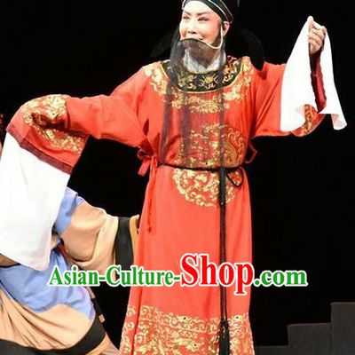 Fan Jin Zhong Ju Chinese Shanxi Opera Landlord Apparels Costumes and Headpieces Traditional Jin Opera Laosheng Garment Elderly Male Clothing