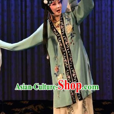 Chinese Jin Opera Actress Garment Costumes and Headdress Yi Pu Zhong Hun Traditional Shanxi Opera Diva Cao Yulian Apparels Distress Maiden Dress