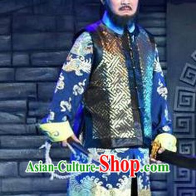 Lian Li Yu Chenglong Chinese Shanxi Opera Commander Apparels Costumes and Headpieces Traditional Jin Opera Martial Male Garment Imperial Bodyguard Clothing