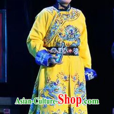 Lian Li Yu Chenglong Chinese Shanxi Opera Emperor Kangxi Apparels Costumes and Headpieces Traditional Jin Opera Xiaosheng Garment Monarch Clothing