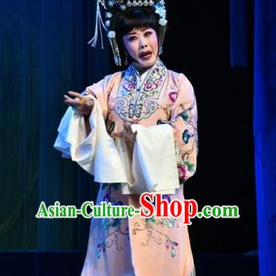 Chinese Jin Opera Young Female Hua Muhui Garment Costumes and Headdress Mulan Joins the Army Traditional Shanxi Opera Actress Apparels Hua Tan Dress