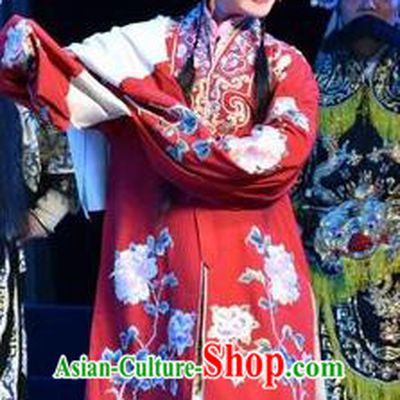 Chinese Jin Opera Diva Hua Mulan Garment Costumes and Headdress Mulan Joins the Army Traditional Shanxi Opera Actress Apparels Hua Tan Red Dress